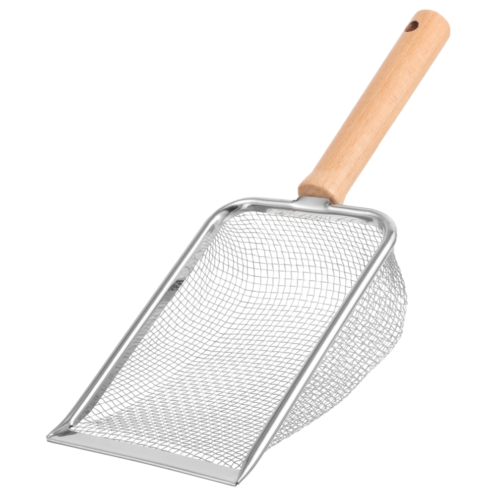 Metal Cat Litter Scoop Cat Litter Scooper Reptile Pets Litter Scoop Litter Shovel with Wooden Handle