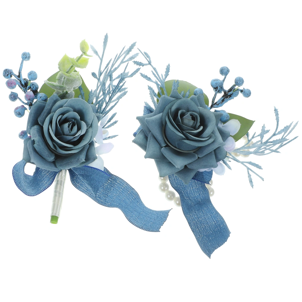 1 Set of Wrist Corsage Boutonniere Set Artificial Flower Wrist Corsage Bracelets Set for Celebration