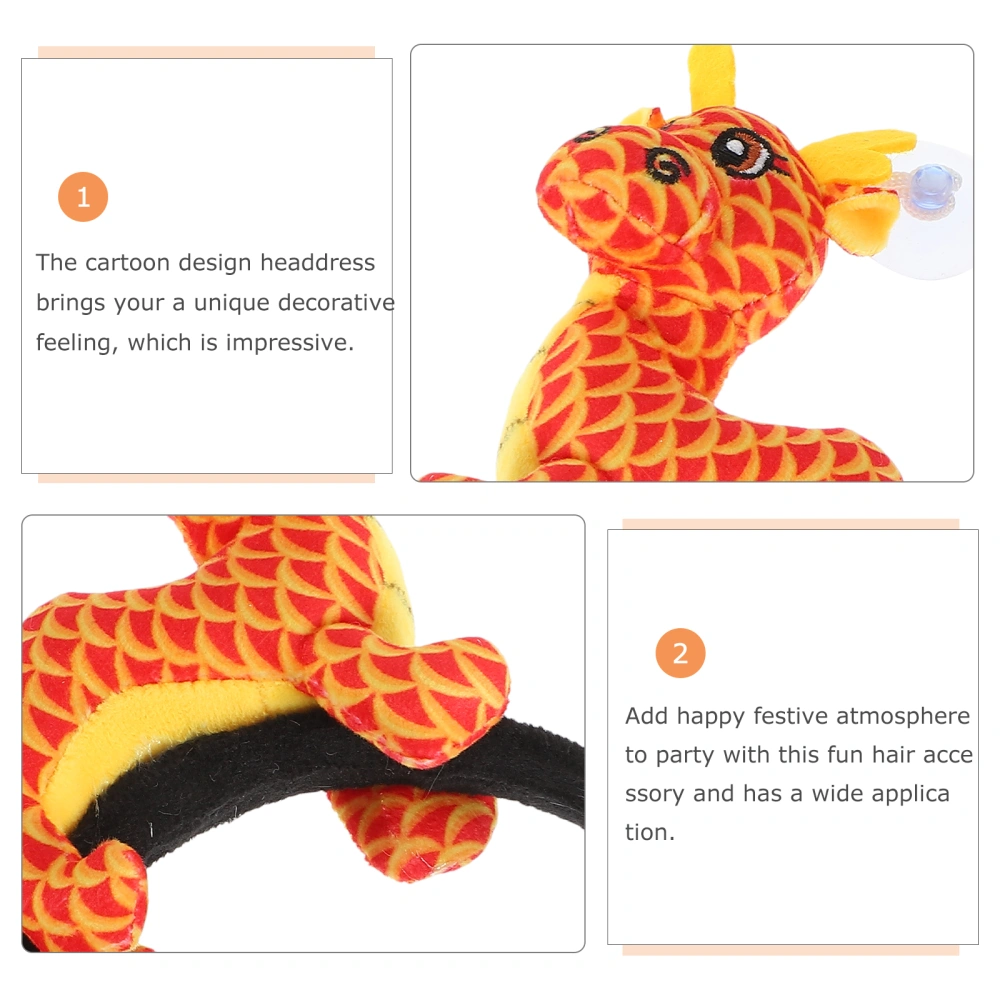 The Year of Dragon Hairband Plush Cartoon Dragon Headband Chinese Zodiac Headdress New Year Gift