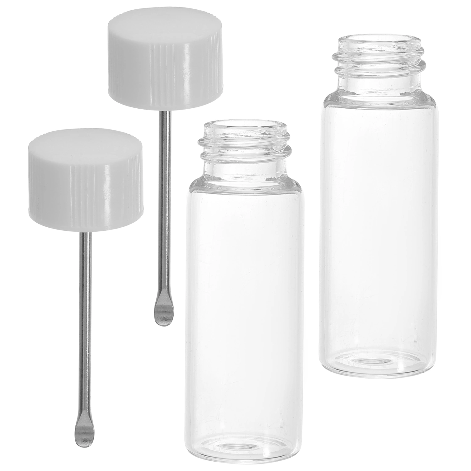 2Pcs Portable Pill Box Travel Pill Storage Box Pill Holder Glass Pill Vial with Spoon