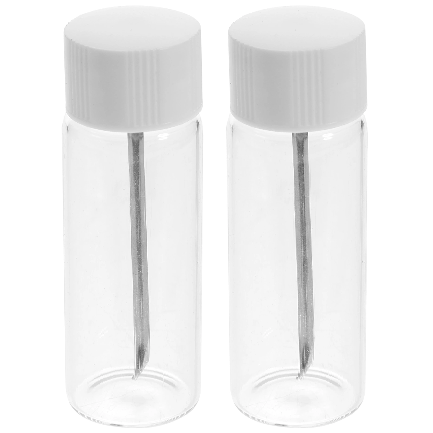 2Pcs Portable Pill Box Travel Pill Storage Box Pill Holder Glass Pill Vial with Spoon