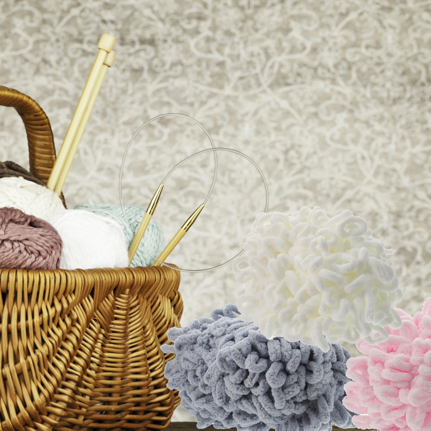 4 Rolls of Finger Loop Sewing Yarns Hand-knitting DIY Yarns Plush Crafts Knitting Materials