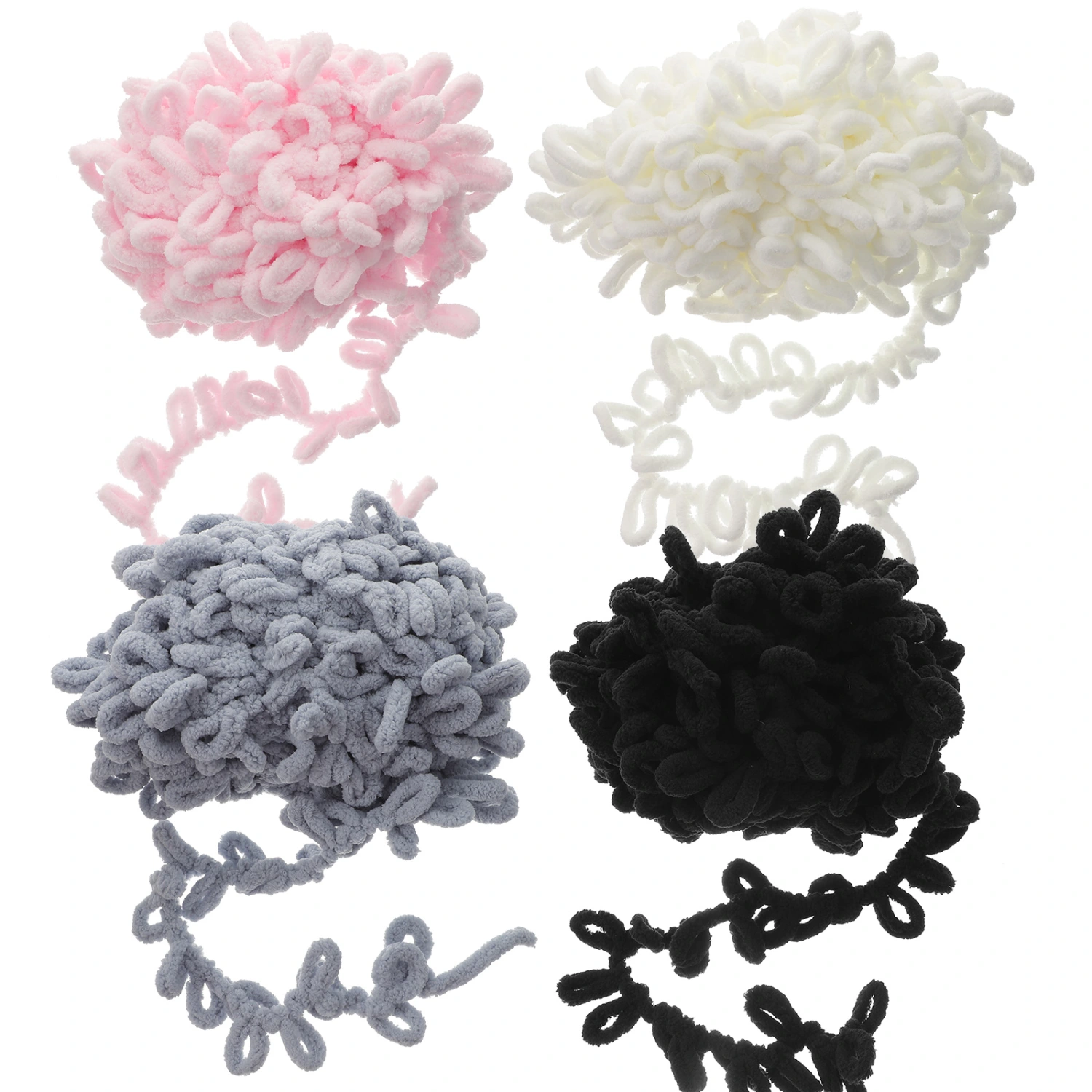 4 Rolls of Finger Loop Sewing Yarns Hand-knitting DIY Yarns Plush Crafts Knitting Materials