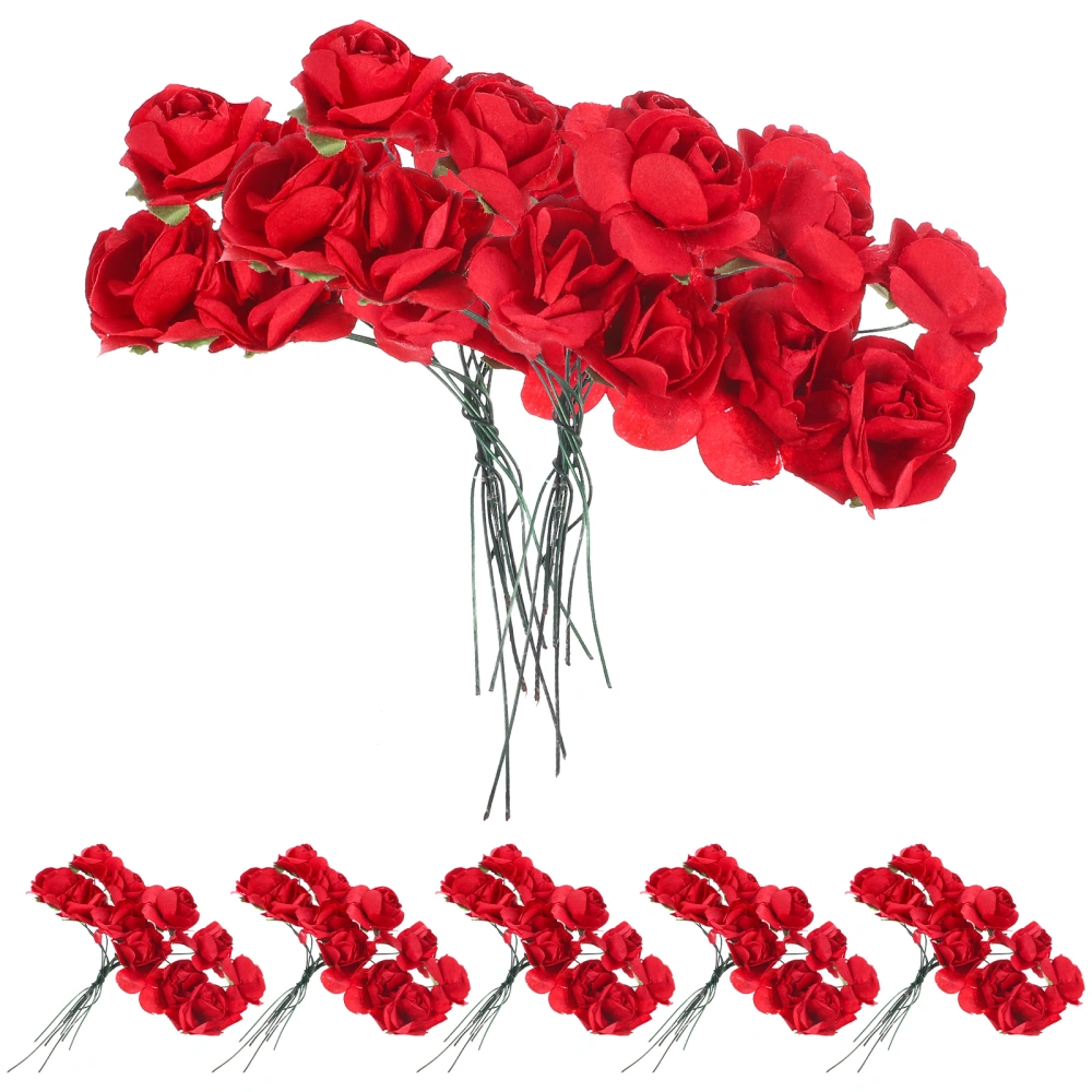 144pcs Paper Rose Flower Artificial Diy Rose Bouquet For Crafts Wedding Home Decorations