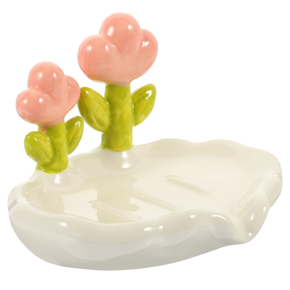 Ceramic Flower Soap Box Ceramic Cute Soap Tray Soap Dish Toilet Washbasin Soap Holder