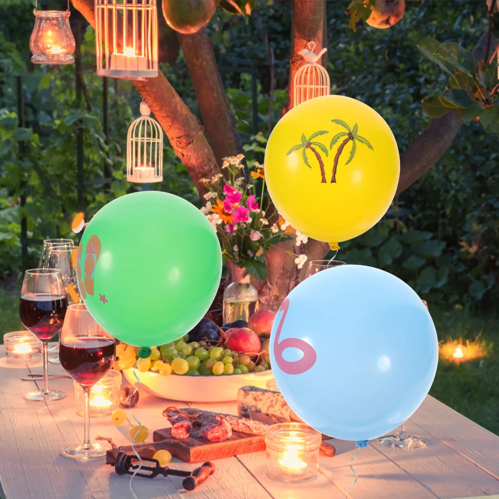 16pcs Summer Theme Party Balloons Summer Pool Party Decorations Latex Balloons