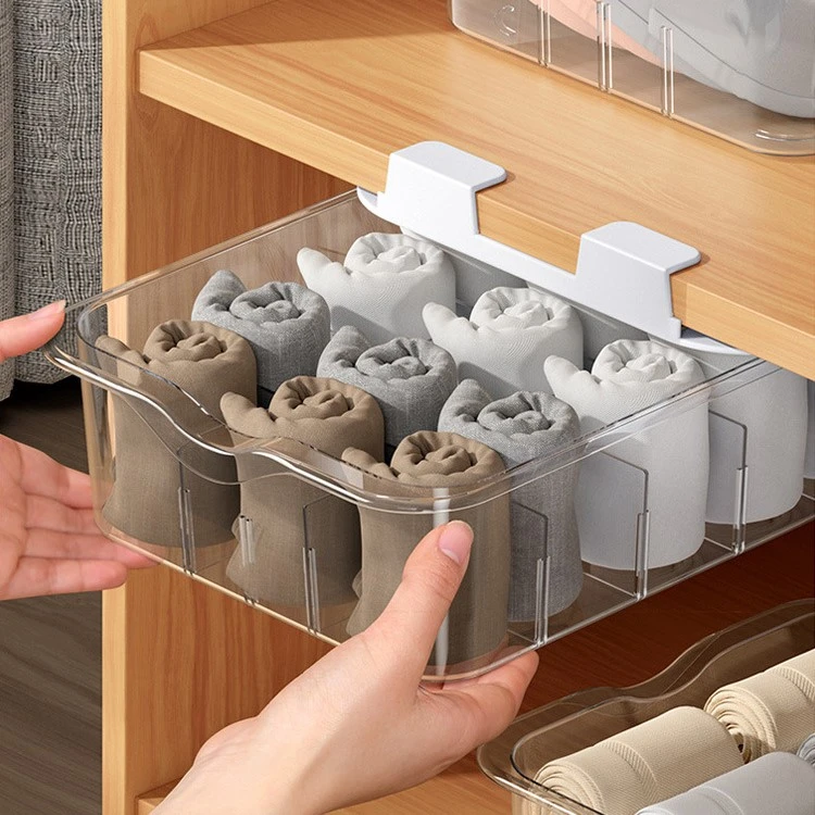 Multi-grid Closet Underwear Storage Box Drawer Type Sock Organizer Transparent Socks Holder