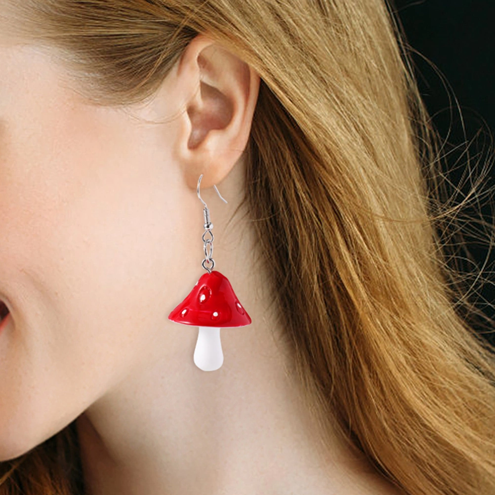 2 Pairs Mushroom Earrings Women Pendant Earrings Mushroom Dangle Earrings Weird Earrings