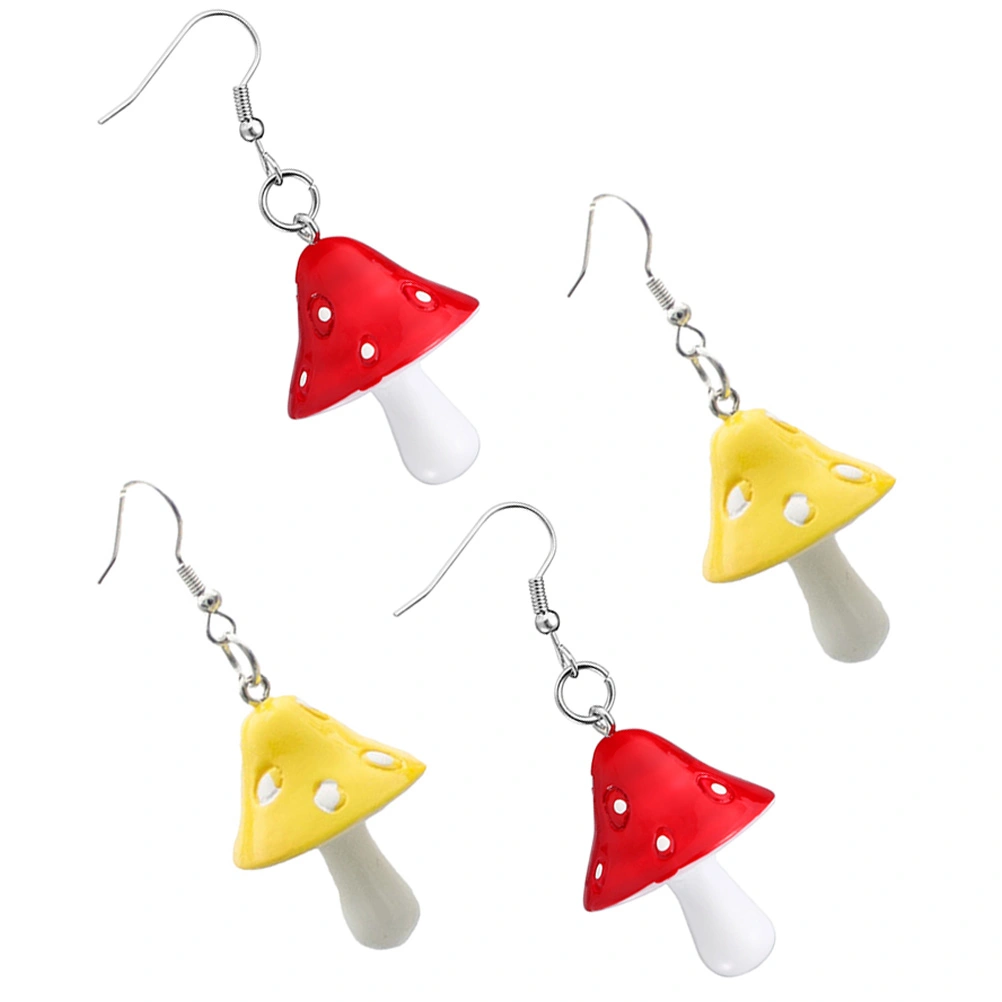 2 Pairs Mushroom Earrings Women Pendant Earrings Mushroom Dangle Earrings Weird Earrings