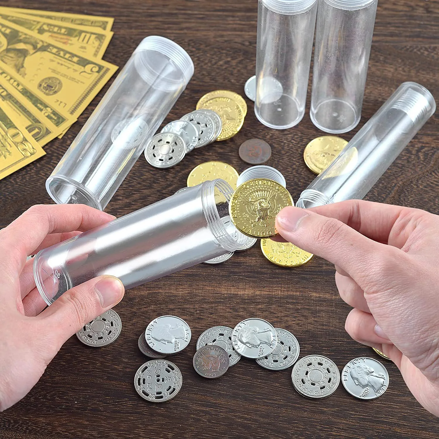 10pcs Coin Storage Tubes Collectibles Coin Collecting Holder Coin Storage Container