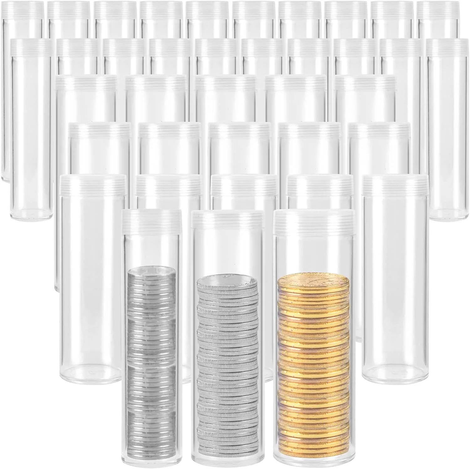 10pcs Coin Storage Tubes Collectibles Coin Collecting Holder Coin Storage Container