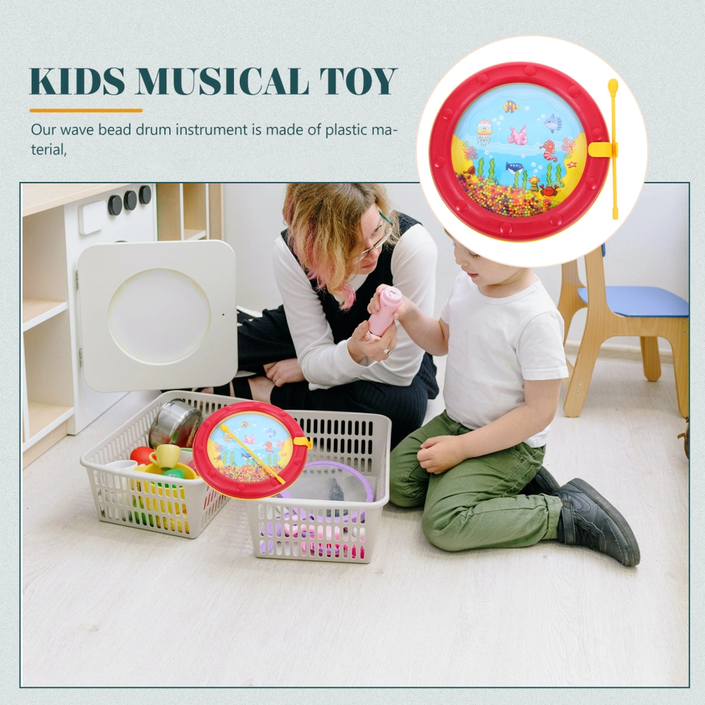 Kids Drum Wave Bead Sea Sound Drum Musical Instrument Educational Drum Toy