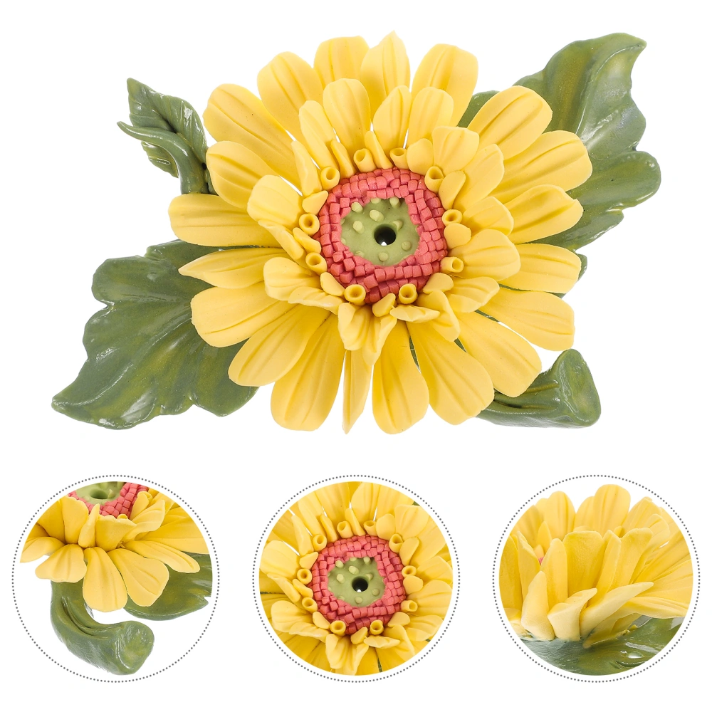 Ceramic Daisy Incense Sticker Holder Tabletop Decorative Incense Stick Stand Simulation Flower Decor