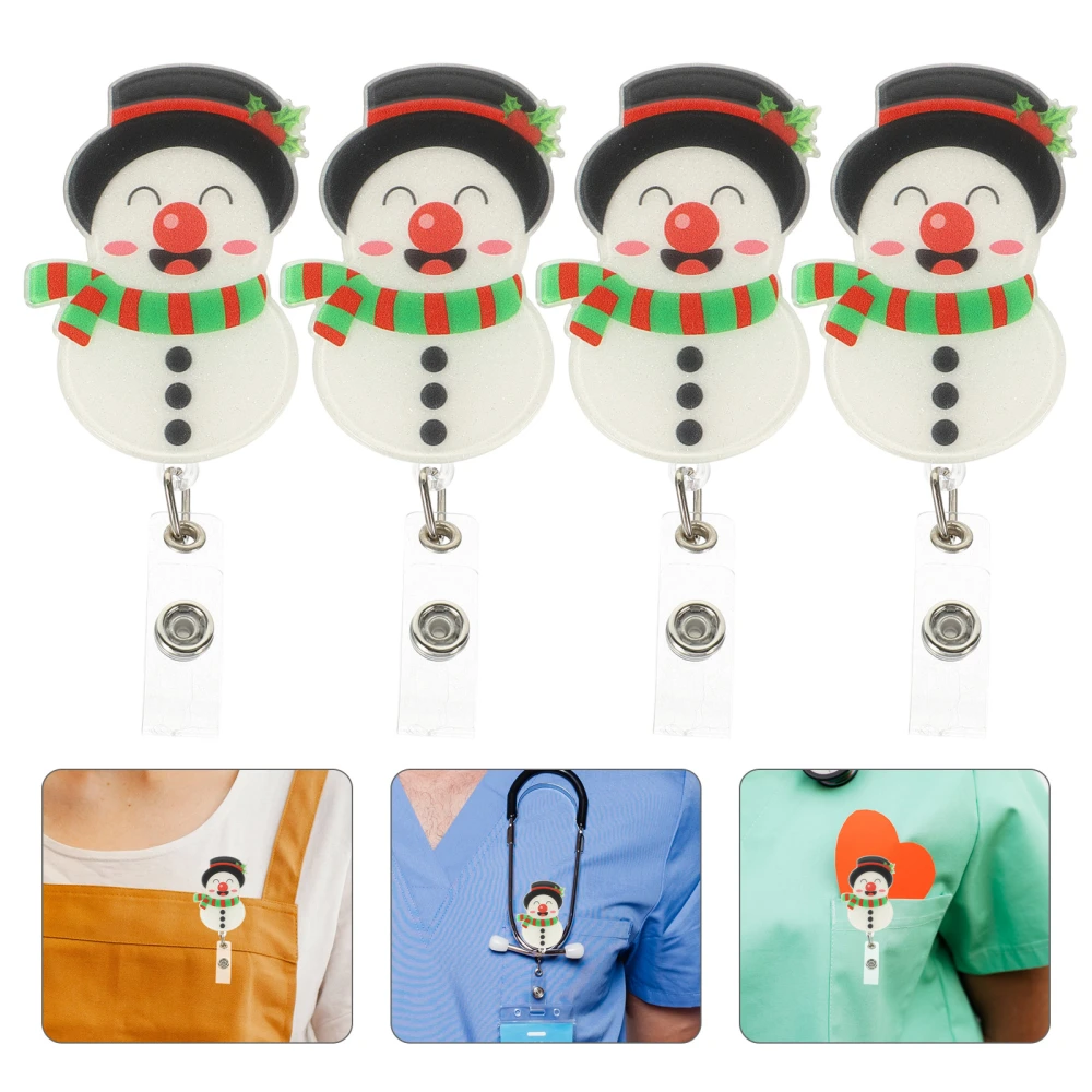 4pcs Badge Clip Cartoon Id Cards Holder Retractable Nurse Badge Holder Badge Reel