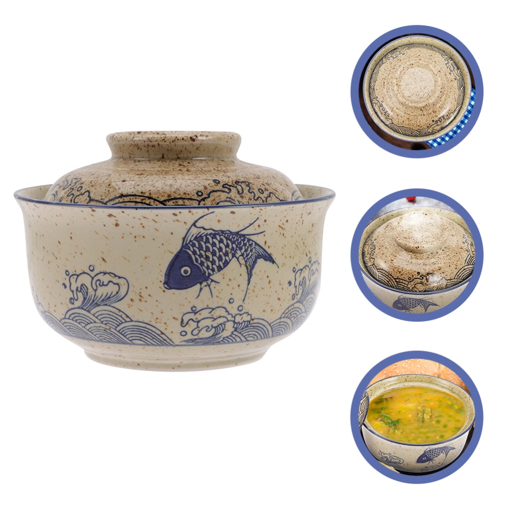 Ramen Bowl with Lid Japanese Style Bowl Ceramic Bowl Lidded Bowl or Soup Rice Noodle Porridge