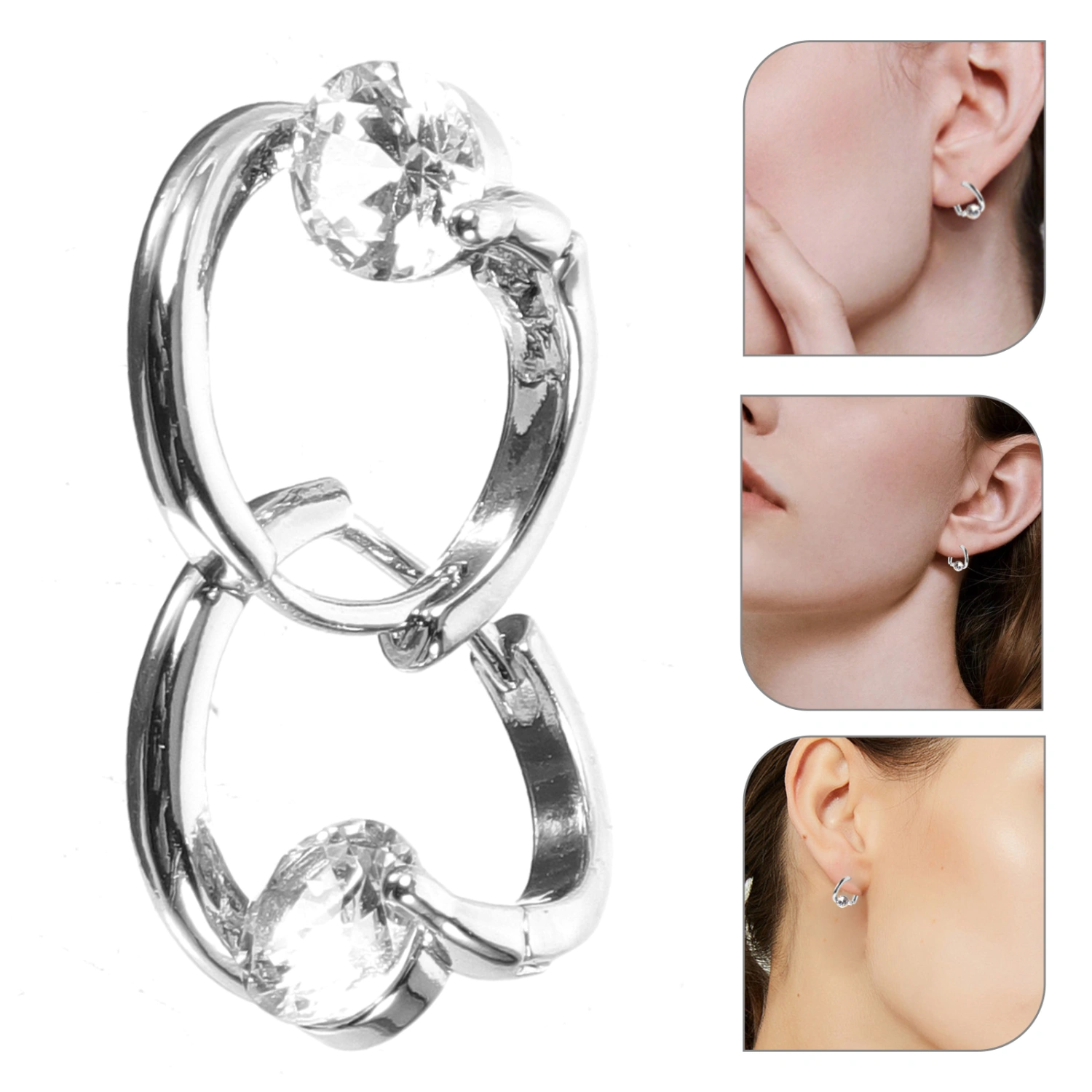 1 Pair Hoop Earrings Women Hypoallergenic Earrings Circle Cubic Zirconia Ear Hoops