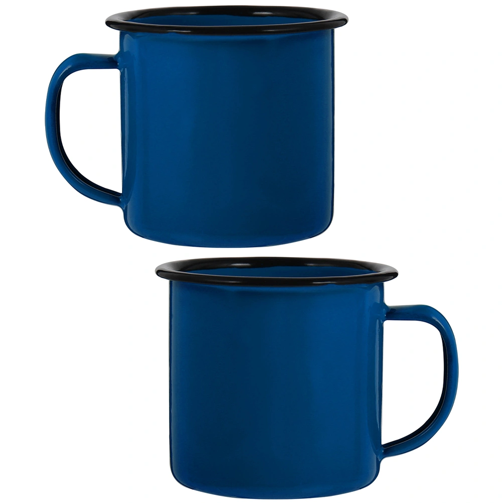 2Pcs Enamel Mugs Camping Mugs Enamel Coffee Tea Mug Drinking Cups for Office Travel
