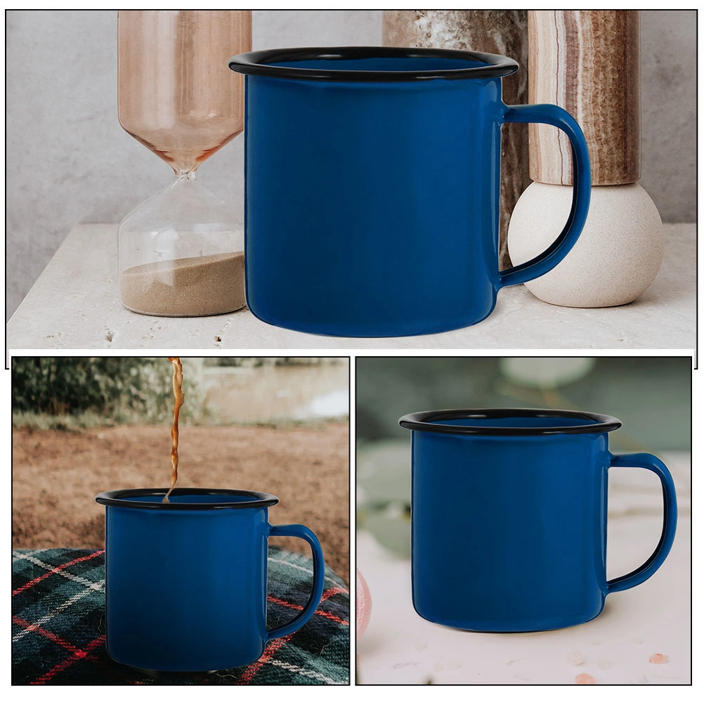 2Pcs Enamel Mugs Camping Mugs Enamel Coffee Tea Mug Drinking Cups for Office Travel