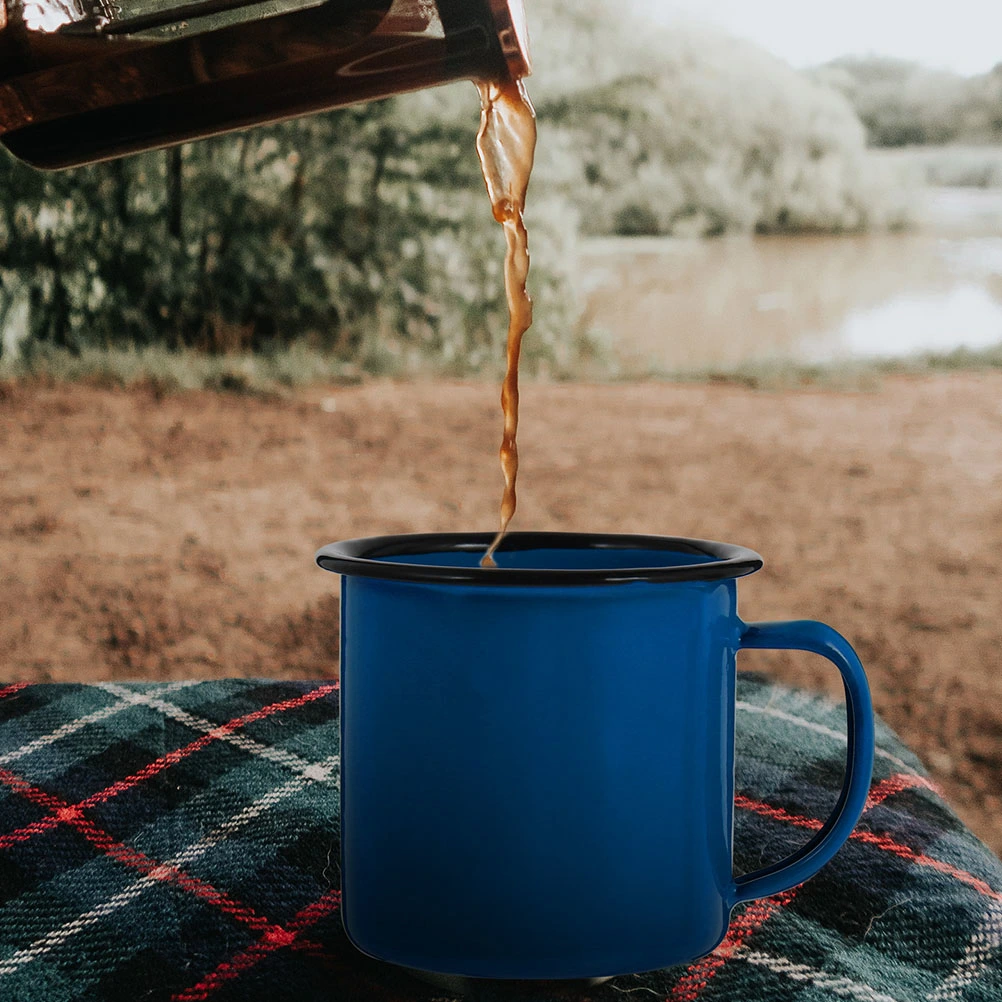 2Pcs Enamel Mugs Camping Mugs Enamel Coffee Tea Mug Drinking Cups for Office Travel
