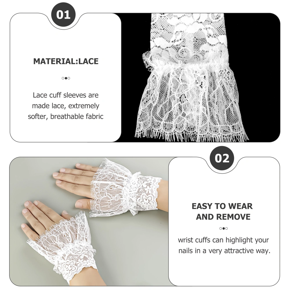 1 Pair Wrist Cuffs Elastic Wrist Cuffs  Lace Fingerless Gloves Dress Accessories for Women