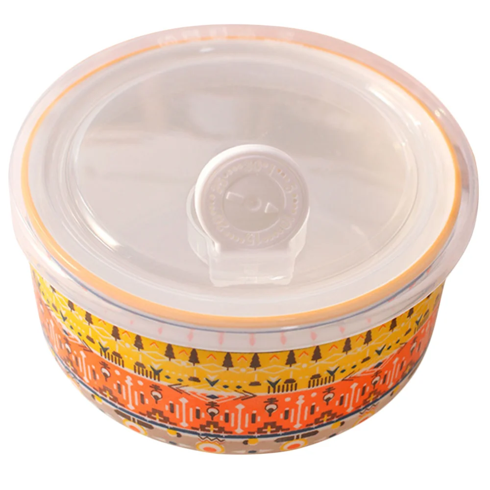 Bohemian Ceramic Soup Bowl Microwave Food Bowl Leak-proof Bento Bowl Noodles Bowl With Lid