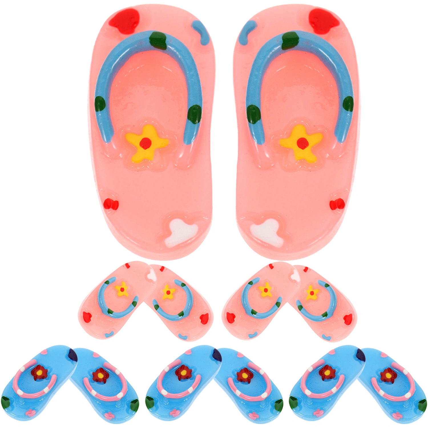6 Pairs Miniature Beach Flip Flops Hawaiian Party Themed Mini Slipper Model
