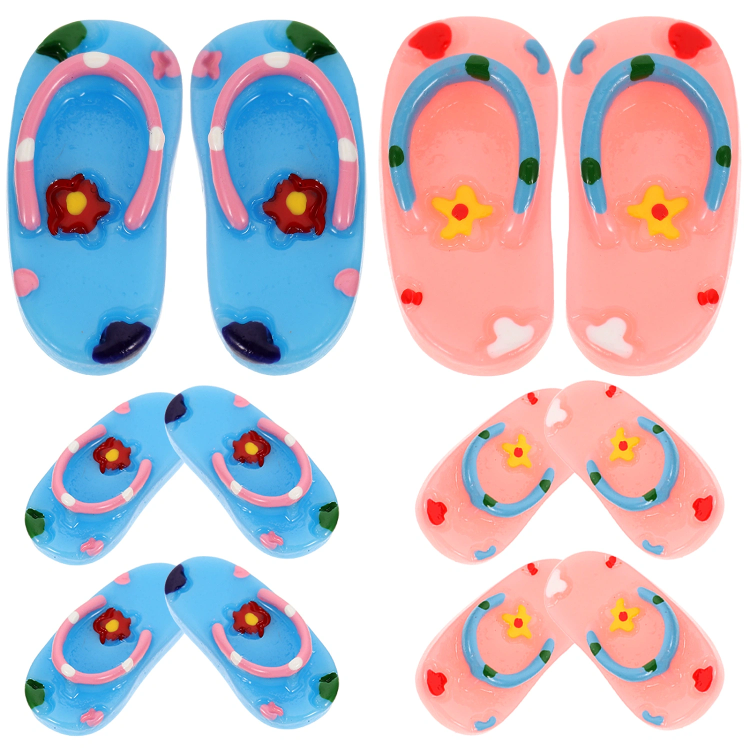 6 Pairs Miniature Beach Flip Flops Hawaiian Party Themed Mini Slipper Model