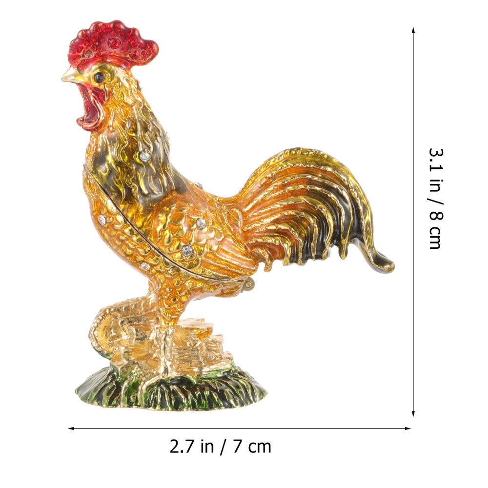 Metal Rooster Trinket Box Rooster Jewelry Box Mini Rooster Trinket Storage Box