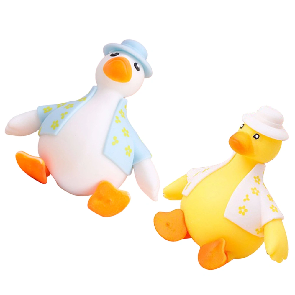 2Pcs Duck Squeeze Toys Funny Decompression Toys Cartoon Duck Stretchy Toy