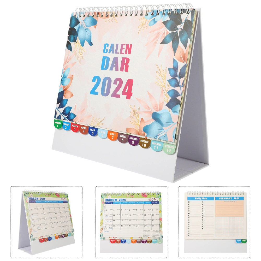 2Pcs Desk Calendar Standing Calendar English Desktop Calendar for Office Home Flip Calendar Decor