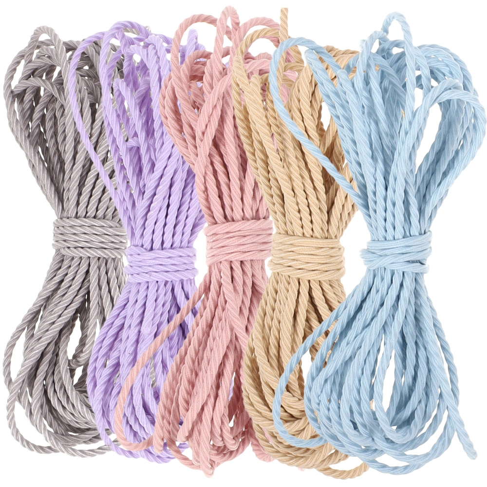 5pcs Elastic Cord Elastic Hair Ties DIY String Jewelry Cord Beading Thread Bracelet Rope 5M