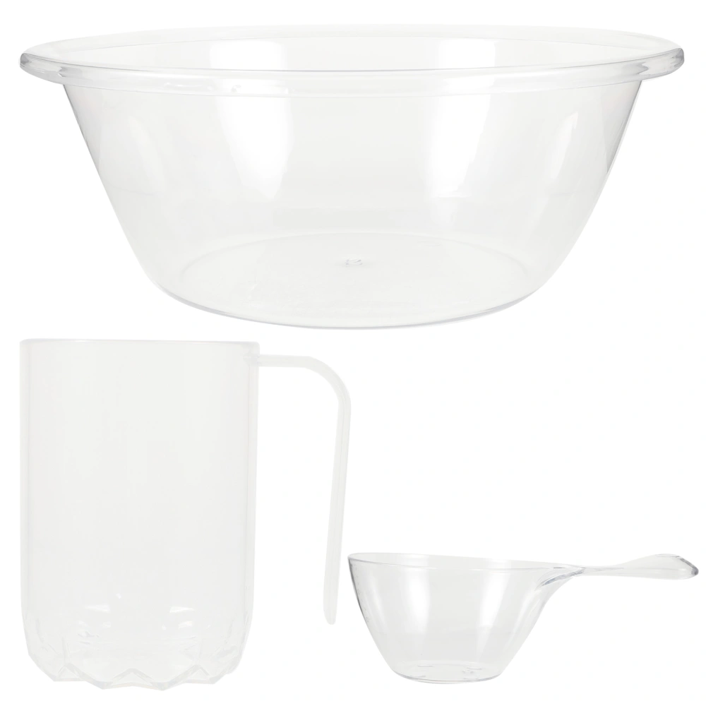 1 Set Round Wash Basin Face Cleansing Basin Clear Washing Basin with Mouthwash Cup