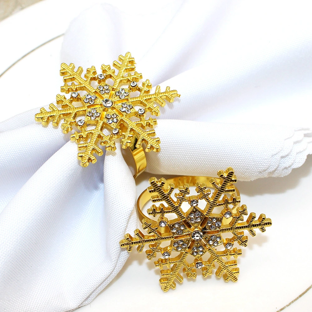 4pcs Exquisite Snowflake Napkin Ring Alloy Napkin Buckle Christmas Party Table Napkin Holder