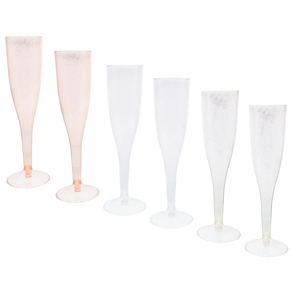 6pcs Transparent Wine Cups Party Cocktail Cup Wine Goblets Party Plastic Juice Cups