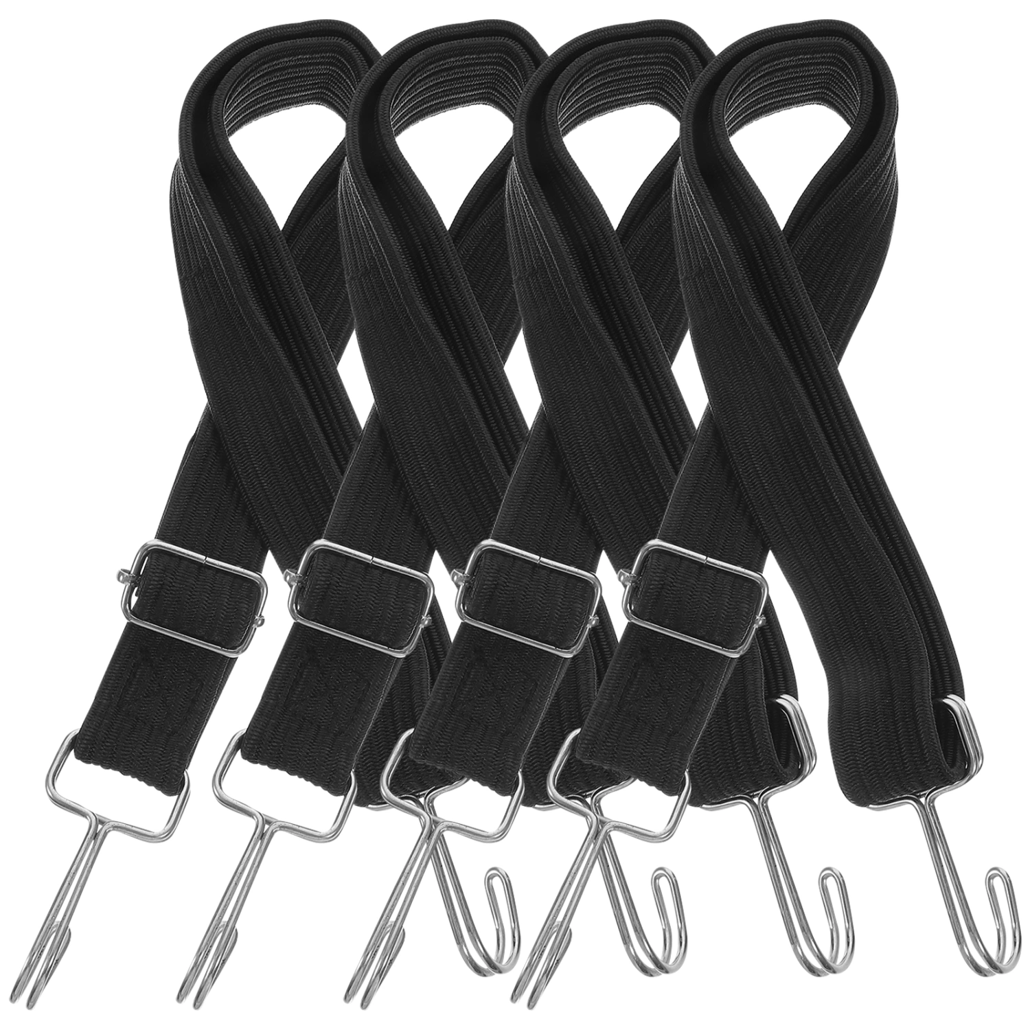 4pcs Bungee Cord Flat Bungee Strap Elastic Buckle Strap Adjustable Bungee Rope