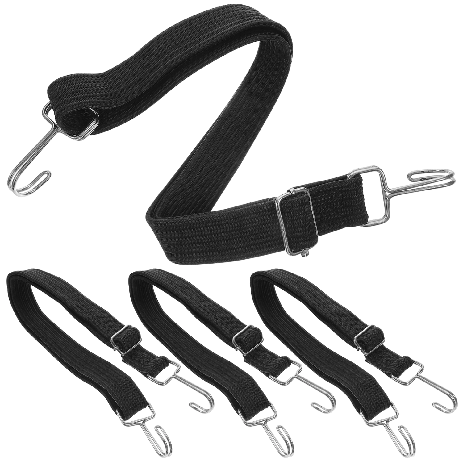 4pcs Bungee Cord Flat Bungee Strap Elastic Buckle Strap Adjustable Bungee Rope