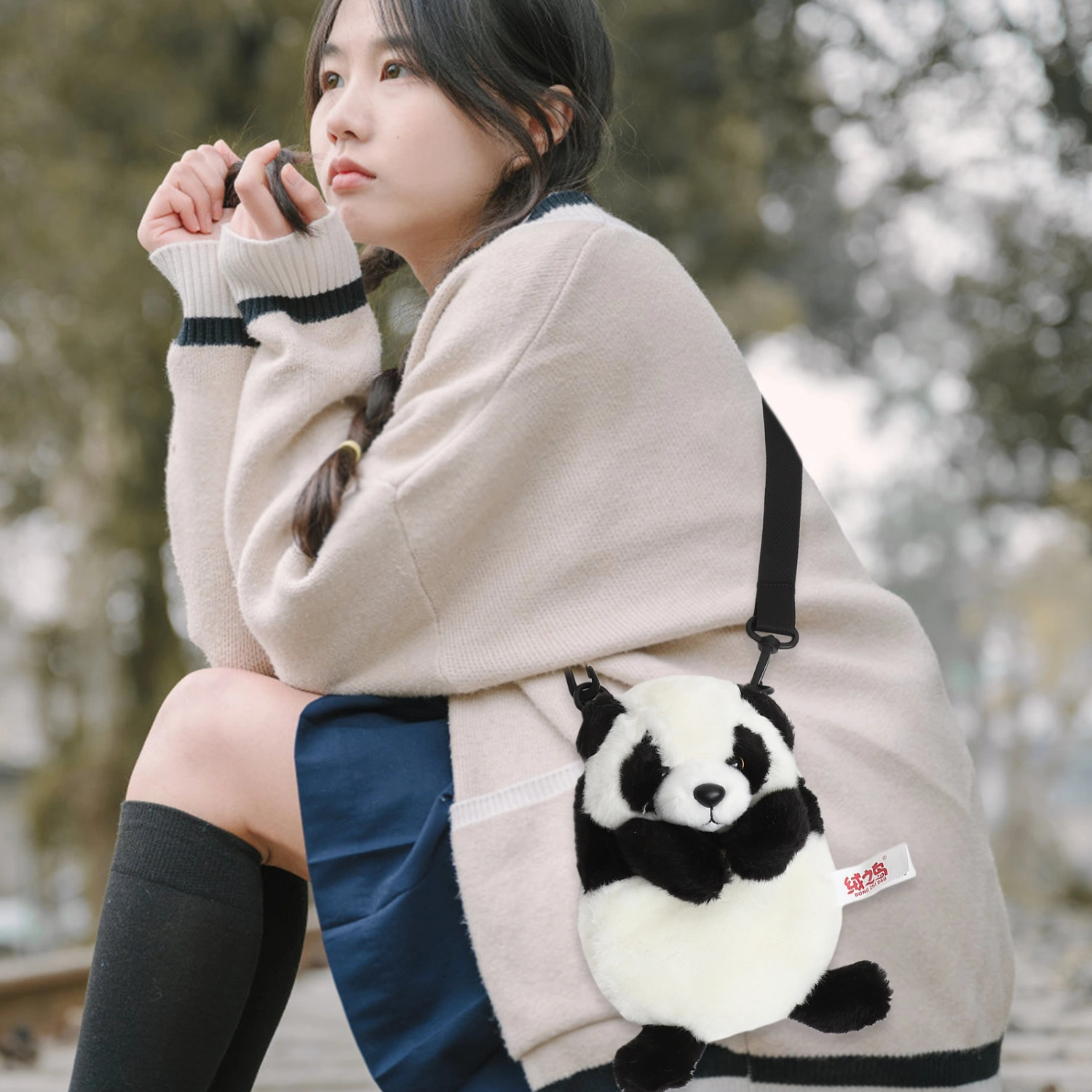 Lovely Panda Handbag Crossbody Purse Plush Novelty Single Shoulder Bag