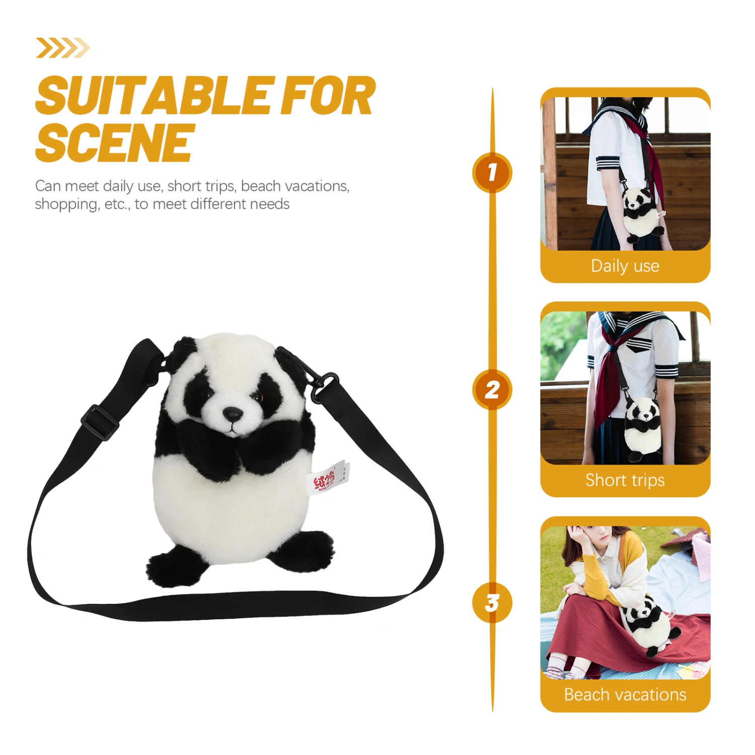 Lovely Panda Handbag Crossbody Purse Plush Novelty Single Shoulder Bag