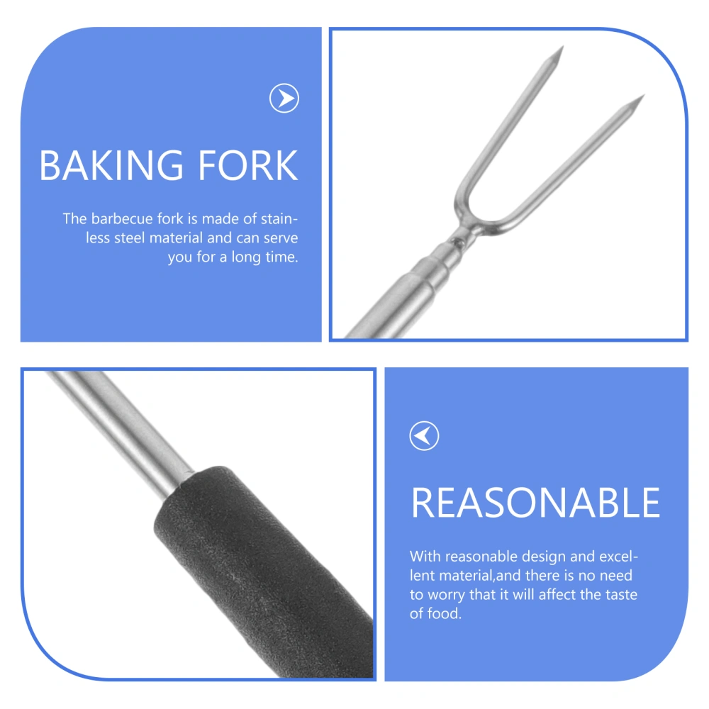 4Pcs Barbecue Forks Stainless Steel Forks Kitchen Gadgets Plastic Handle Barbecue Forks