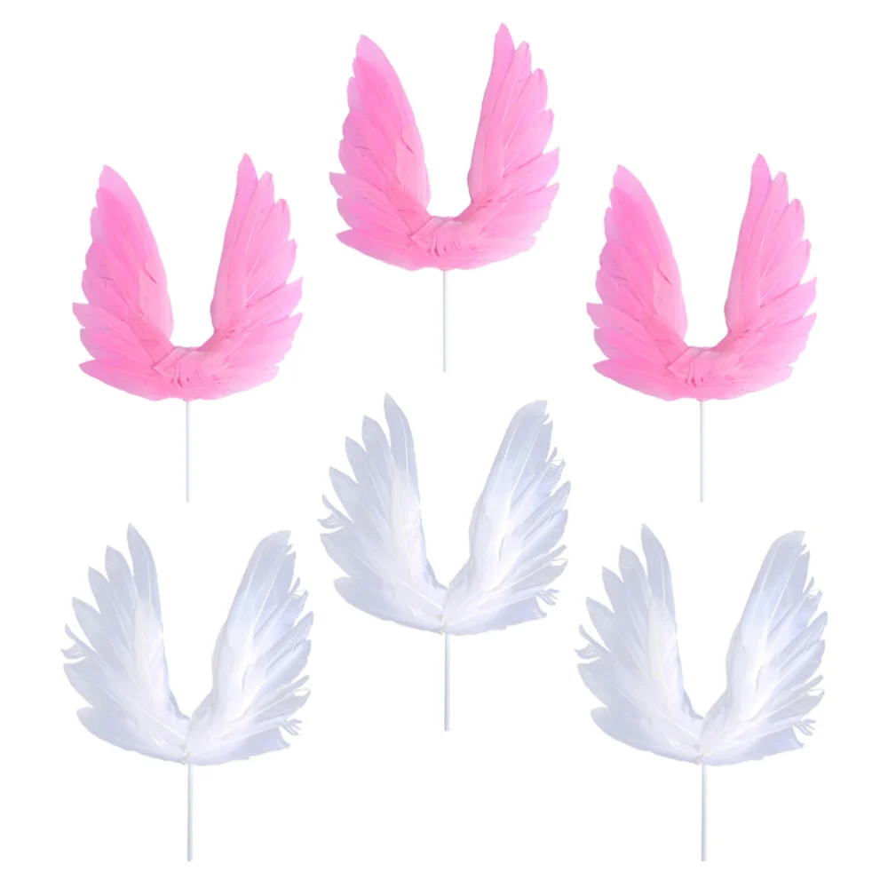 6pcs Wing Cake Decor Party Cake Decoration Birthday Cake Ornament for Women Girls