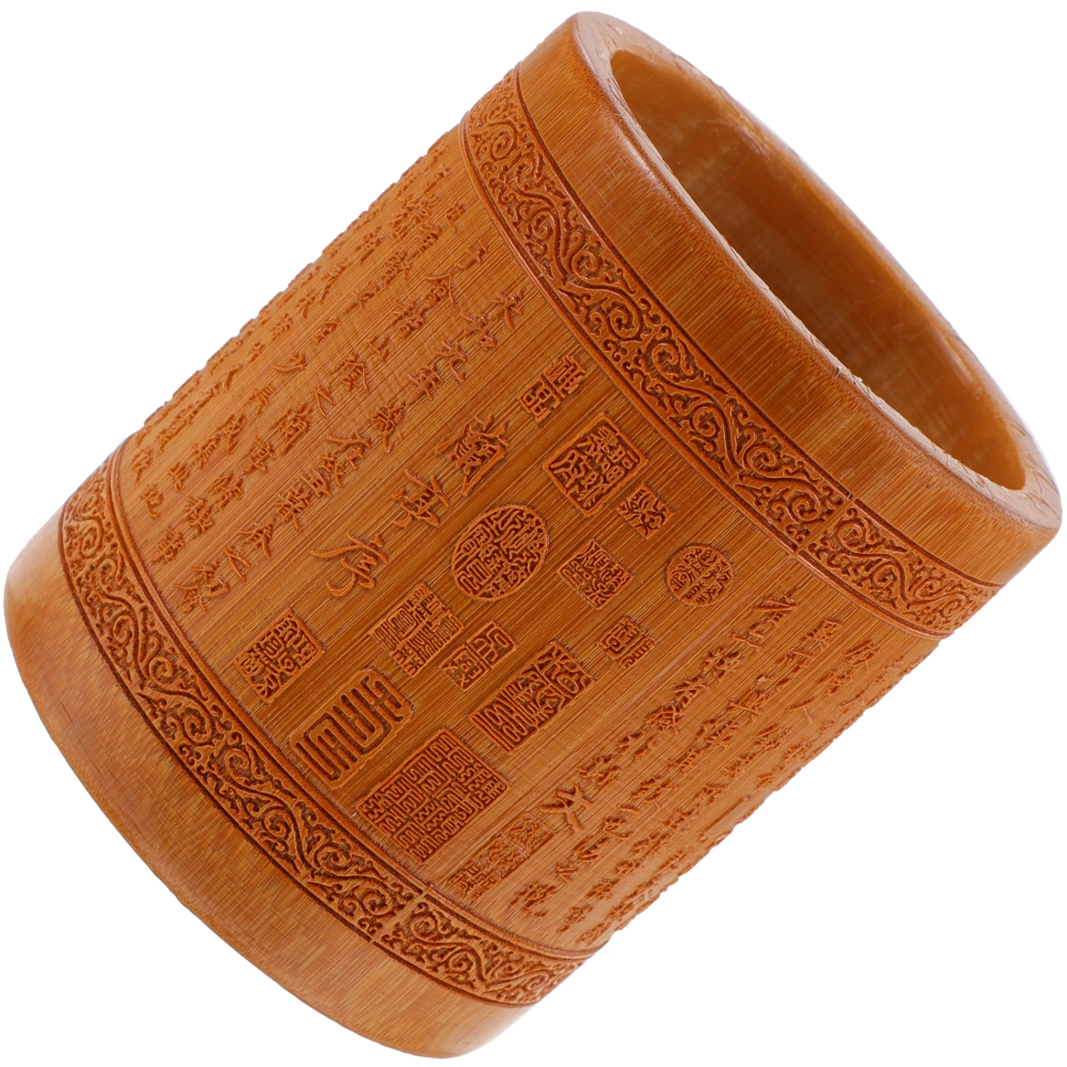 Vintage Pen Cup Bamboo Desk Pencil Holder Makeup Brush Holder Desktop Organizer