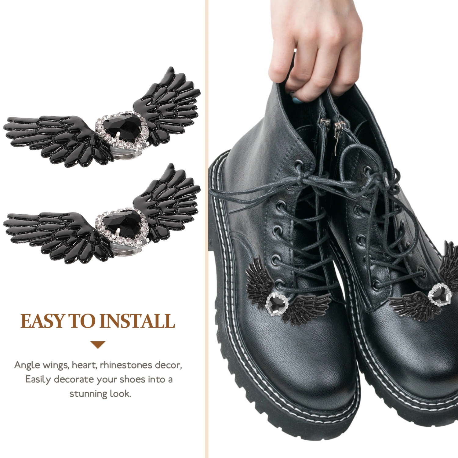 1 Pair Angel Wings Shoes Clips Rhinestone Shoes Buckles Decorative Shoe Charms