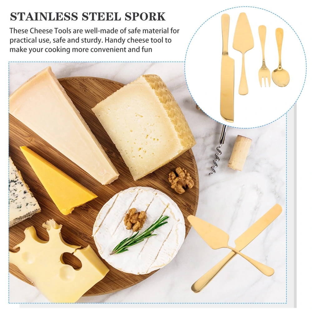 1 Set Stainless Steel Cake Serving Cutter Set with Forks and Spoons for Party and Wedding