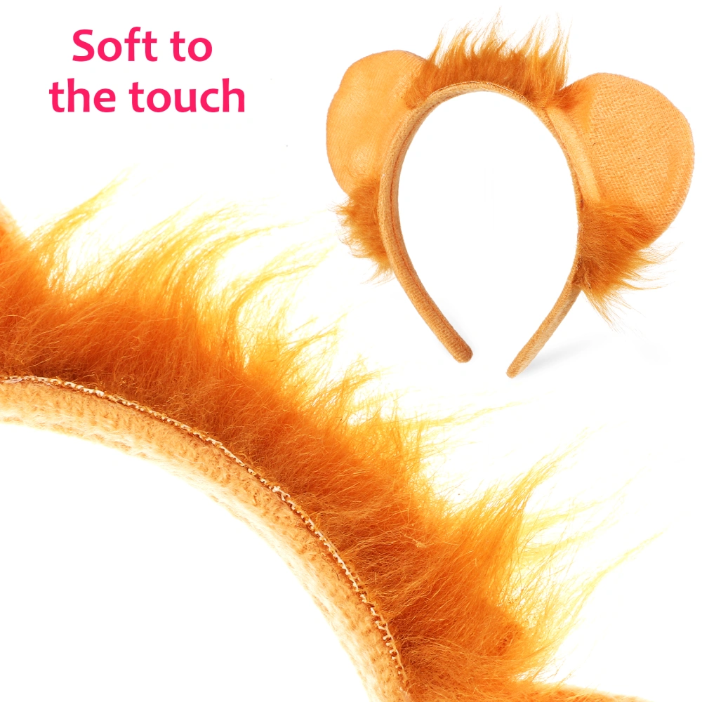 1 Set Lion Ears Headband Lion Tail  Lion Gloves and Bowtie Set Cosplay Animal Costume Accessories