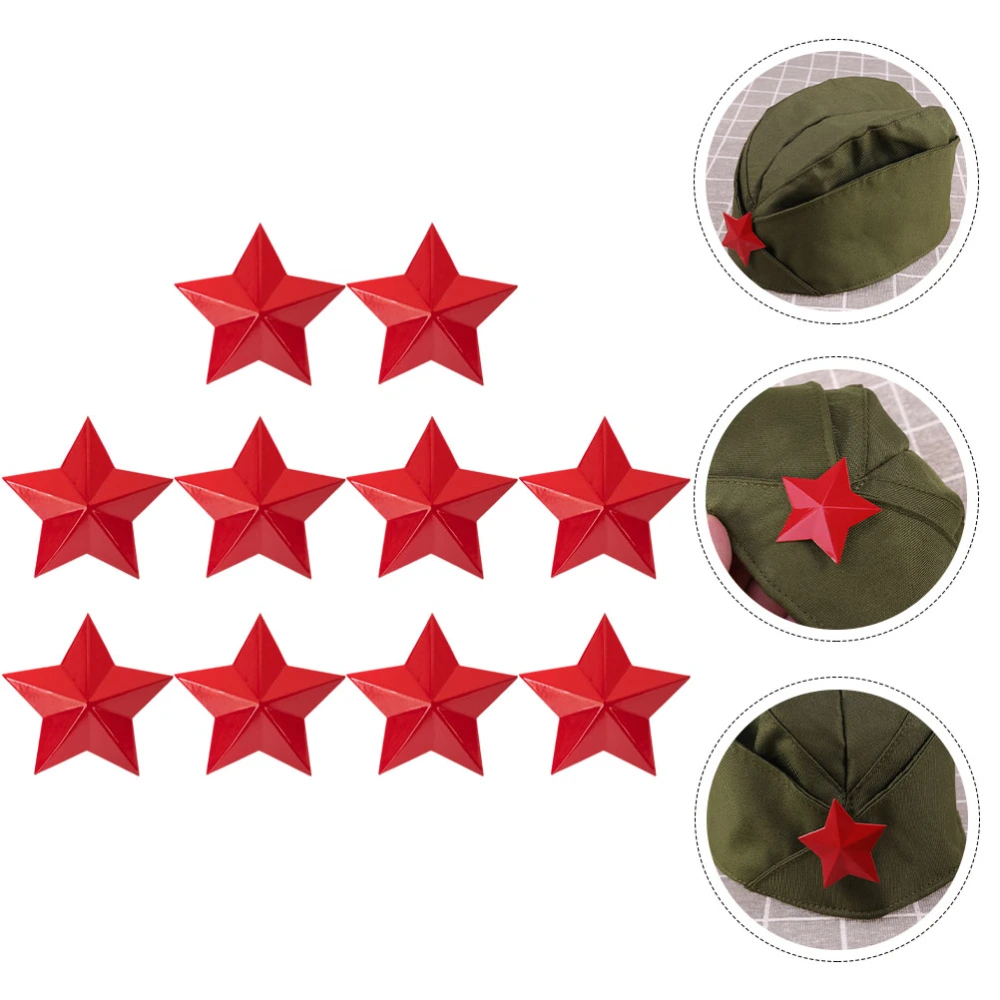 10Pcs Retro Five-pointed Star Badges Pentagram Metal Badges Decorative Star Badges