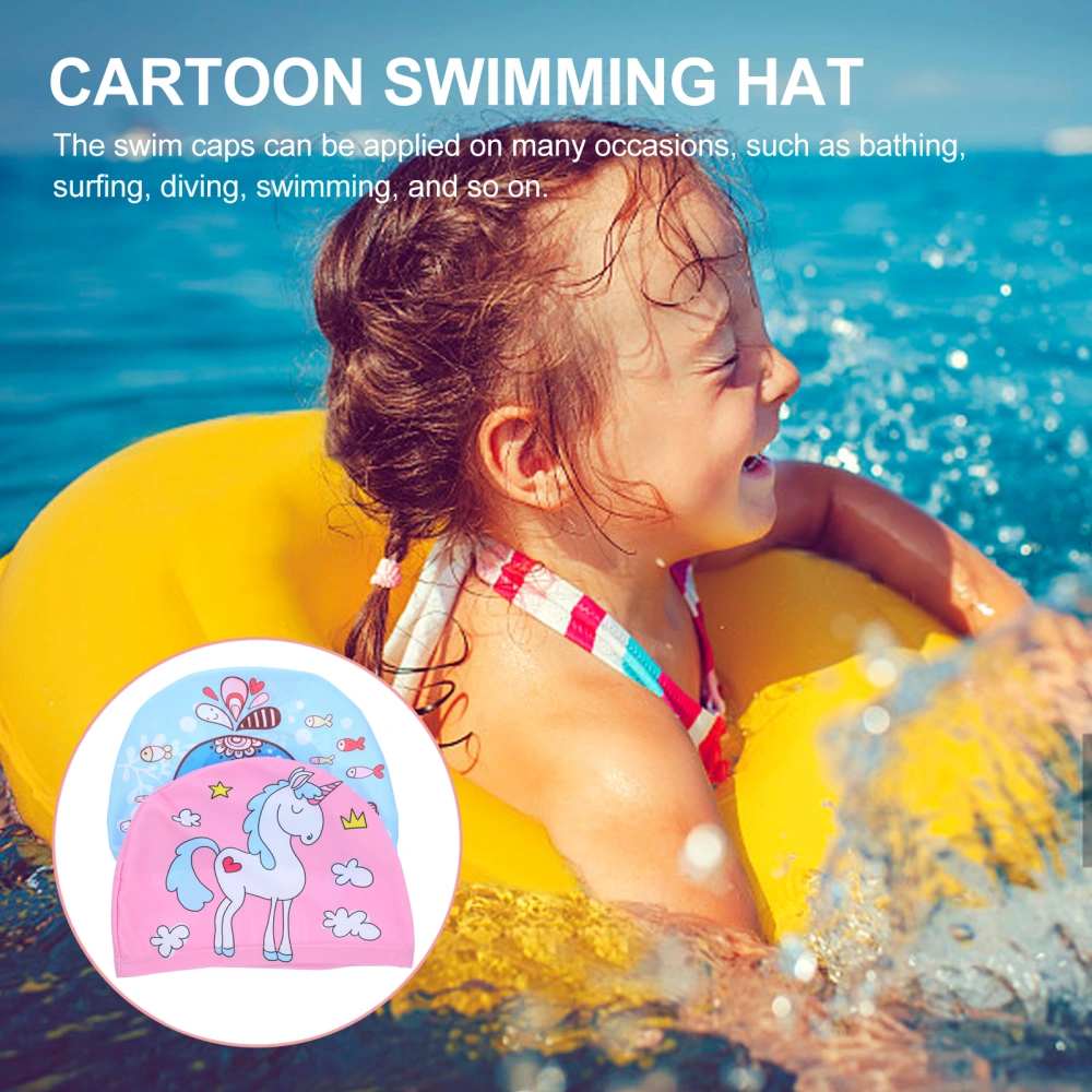 2pcs Cartoon Swimming Caps Cute Cartoon Swimming Caps Unisex Swimming Caps