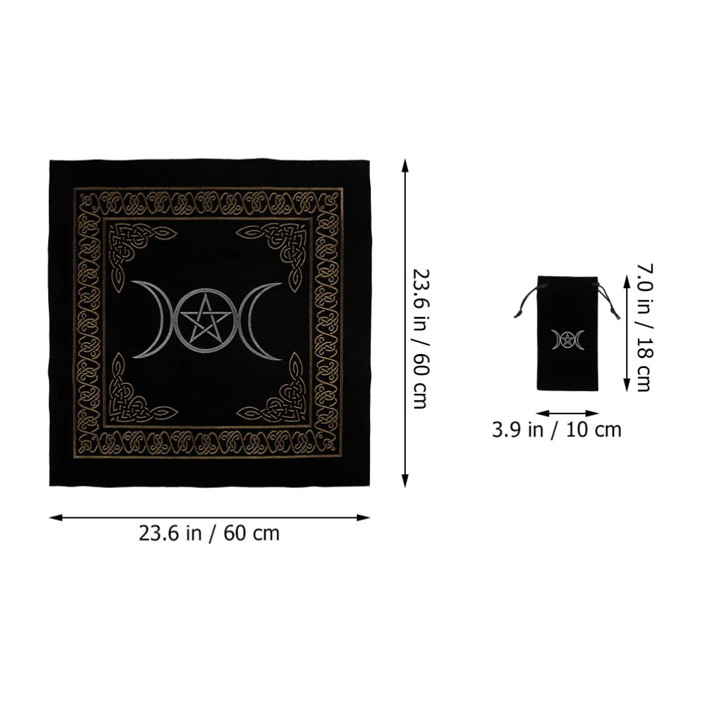 1 Set Tarot Table Cloth Divination Altar Velour Tablecloth with Tarot Cards Storage Bag