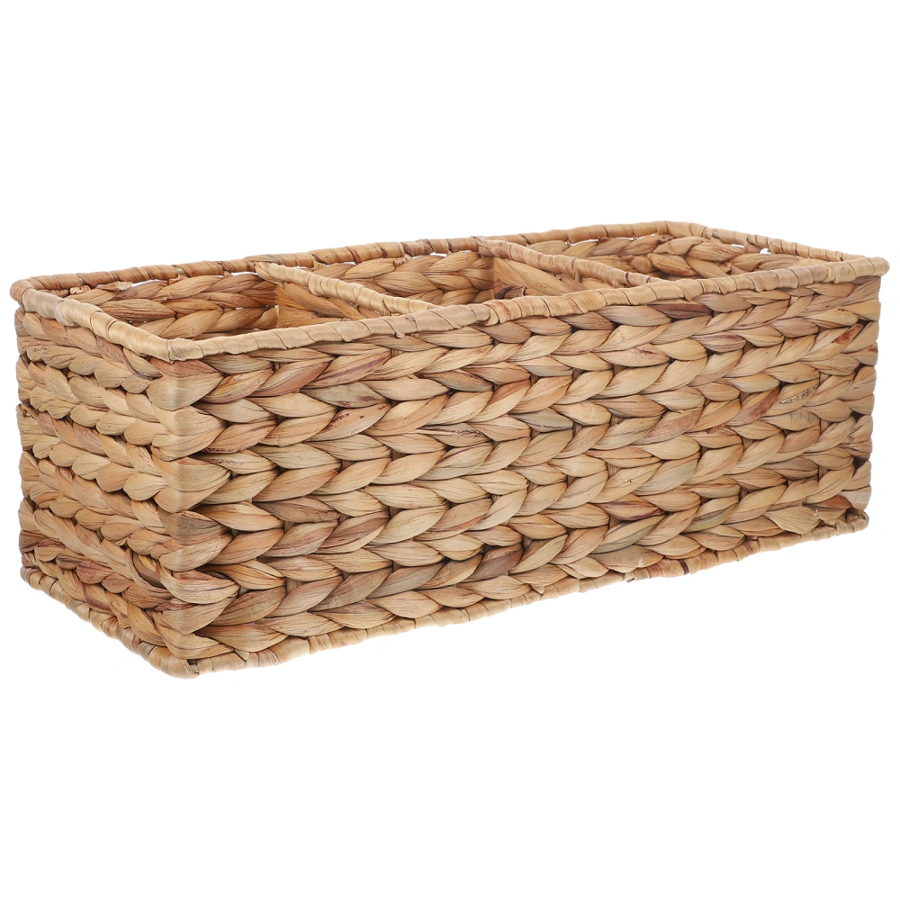 Desktop Woven Basket Divided Storage Basket Rustic Style Woven Divided Basket Sundries Basket