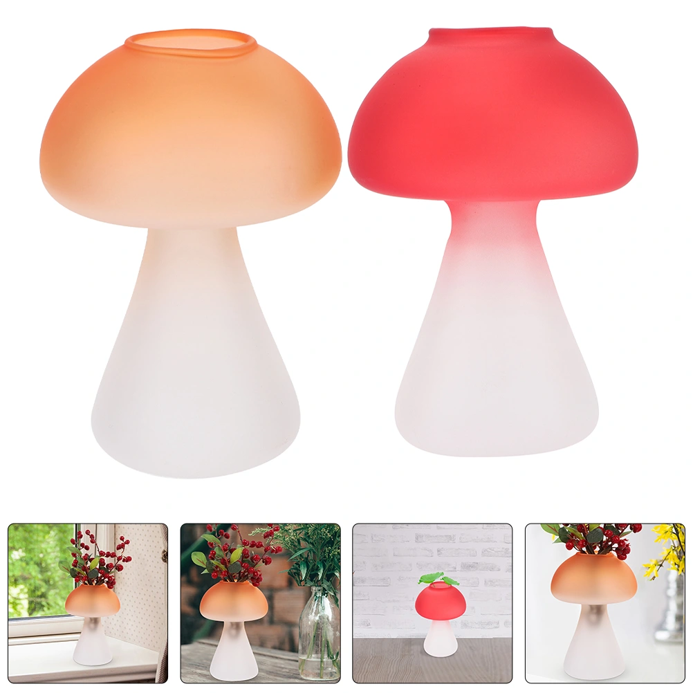 2pcs Glass Mushroom Vase Decor Glass Vase Flower Vase Floral Vase Hydroponic Plant Vase
