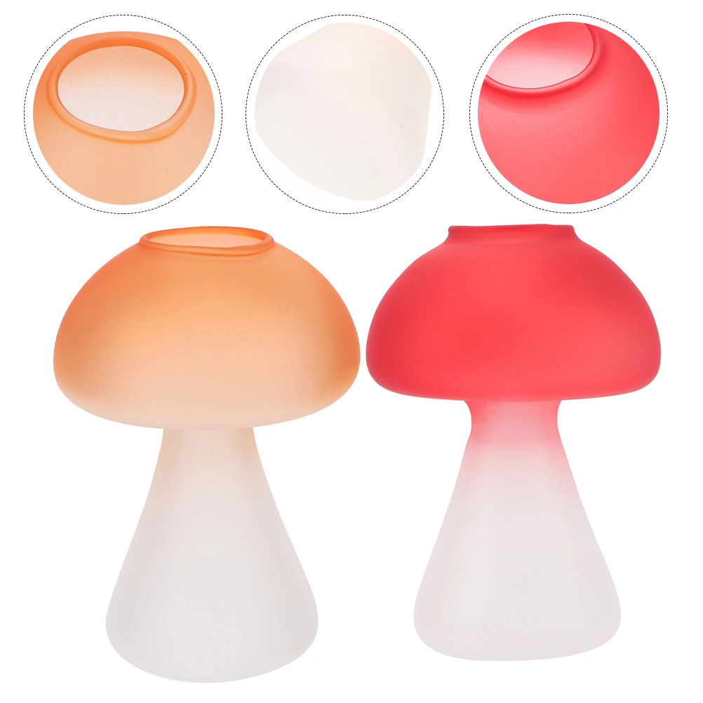 2pcs Glass Mushroom Vase Decor Glass Vase Flower Vase Floral Vase Hydroponic Plant Vase